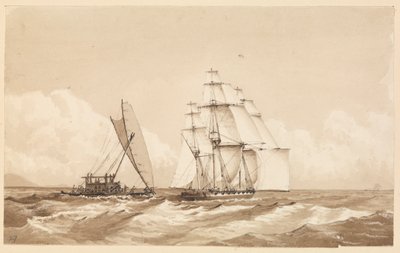 Doppelkanoe vor Moalu, Feejee-Inseln, 26. September 1849 [Fidschi] von Admiral Sir Edward Gennys Fanshawe