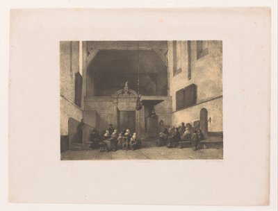 Kircheninterieur mit Figuren von Adolf Carel Nunnink