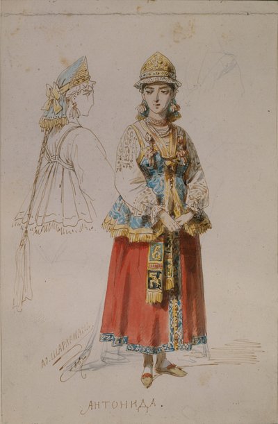 Kostümentwurf für die Oper Ein Leben für den Zaren von M. Glinka, 1867 von Adolf Charlemagne