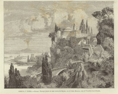 Griechenland und Rom - Rom: Landschaft am Meer bei Kap Miseno mit Vesuv im Hintergrund von Adolf Closs