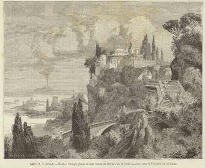 Griechenland und Rom - Rom: Landschaft am Meer bei Kap Miseno mit Vesuv im Hintergrund von Adolf Closs
