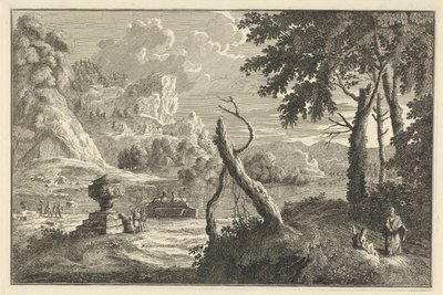 Arkadische Flusslandschaft mit gebrochenem Baum von Adolf van der Laan