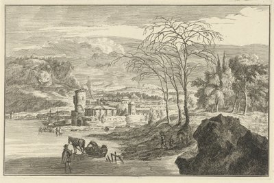 Winterlandschaft mit Blick auf eine Stadt von Adolf van der Laan