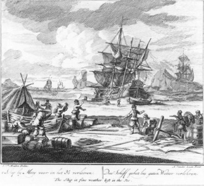 "Das Schiff bei schönem Wetter im Eis verloren" (Nr.12 aus der Serie Walfang) von Adolf van der Laan