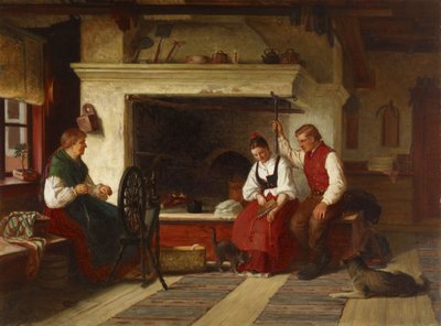 Am Herd, eine ostrobothnische Werbeszene von Adolf von Becker