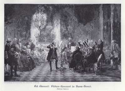 Flötenkonzert im Schloss Sanssouci, Potsdam, Preußen von Adolph Friedrich Erdmann von (after) Menzel
