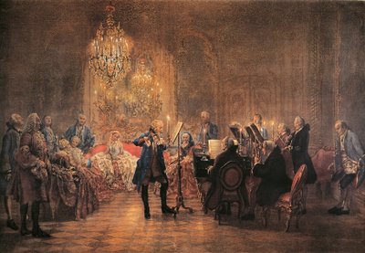Konzert für Flöte mit Friedrich dem Großen in Sanssouci von Adolph Menzel