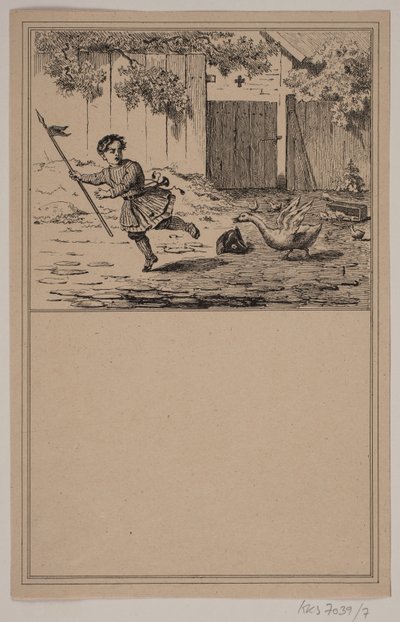 Der tapfere Held. Nr. 6 in Chr. Winther und M. Rørbye, "25 Bilder für kleine Kinder" von Johan Adolph Kittendorff