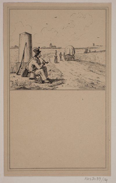 Der Soldat auf Wanderschaft. Nr. 13 in Chr. Winther und M. Rørbye, "25 Bilder für kleine Kinder" von Johan Adolph Kittendorff