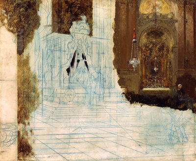 Altar in einer Barockkirche. Unvollendet von Adolph Menzel