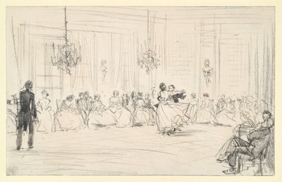 Ballgesellschaft und ein tanzendes Paar von Adolph Menzel