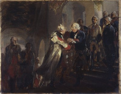 Begegnung Friedrichs II. mit Kaiser Joseph II. in Neiße im Jahre 1769. Skizze von Adolph Menzel