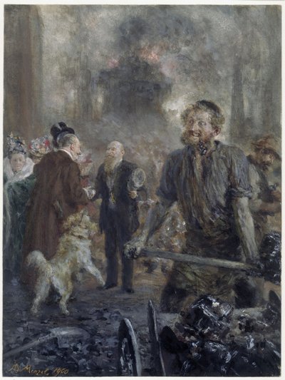 Besuch im Eisenwalzwerk (Zum Gedenken der 25-jährigen Teilhaberschaft von Eduard Arnhold an der Kohlefirma Caesar Wollheim am 1. Januar 1900) von Adolph Menzel