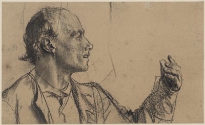 Brustbild eines Mannes mit spärlichem Haar, die Linke gehoben von Adolph Menzel