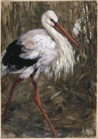 Der Storch im Schilf. Aus dem "Kinderalbum" von Adolph Menzel