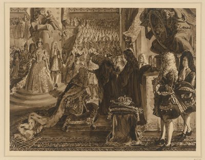 Friedrich I. König von Preußen, gesalbt zu Königsberg am 18. Januar 1701. Entwurf für die "Denkwürdigkeiten aus der Brandenburgisch-Preußischen Geschichte" von Adolph Menzel
