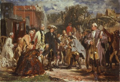 Friedrich der Große auf Reisen. Skizze von Adolph Menzel