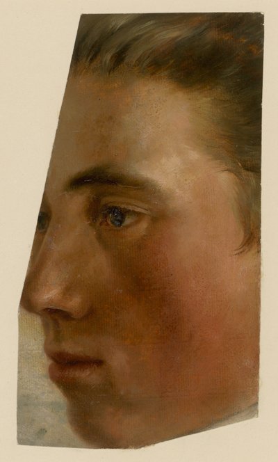 Gesicht eines Mannes im Profil nach links von Adolph Menzel