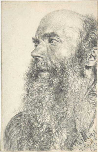 Kopf eines bärtigen Mannes von Adolph Menzel