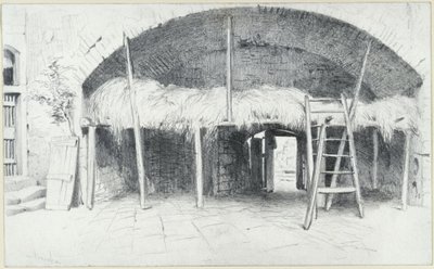Heulager unter einem Bogen der Jungfernbastei in Dresden von Adolph Menzel