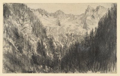Hochgebirge mit Tannenwald im Vordergrund von Adolph Menzel