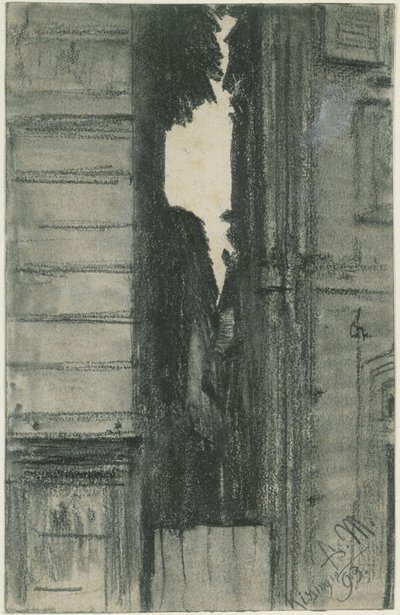 Kissingen: Enger Durchblick zwischen zwei Häusern von Adolph Menzel