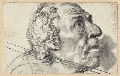 Kopf eines alten Mannes, erstaunt nach rechts aufblickend von Adolph Menzel