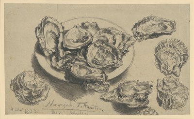 Norwegische Fettaustern, leere Schalen von Adolph Menzel