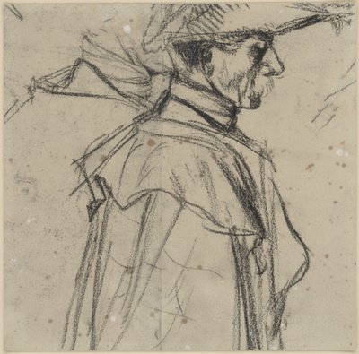 Offizier mit Hut und Mantel von Adolph Menzel
