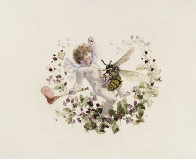 Tafelgeschirr: Suppenterrine, Deckel mit Putto und Wespe von Adolph Menzel