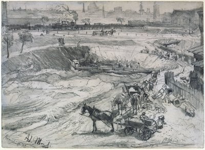 Tagebau in Königshütte von Adolph Menzel