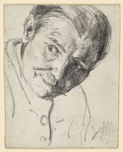 Vorgebeugter Kopf, der Blick gespannt zur Seite von Adolph Menzel