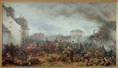 Die Verteidigung des Bauernhofs La Haye Sainte, Schlacht von Waterloo, Napoleons endgültige Niederlage von Adolph Northen