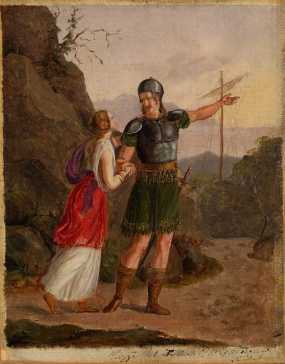 Fridtjofs Abschied, Skizze zu verlorenem Bild von Adolph Tidemand