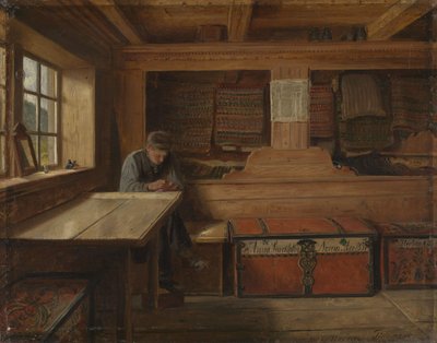 Altes Lagerhaus in Vikøy von Adolph Tidemand