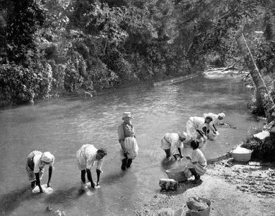 Frauen waschen Kleidung im Fluss, Port Antonio, Jamaika, um 1905 von Adolphe Duperly and Son