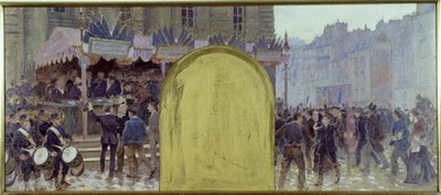Skizze für das Büro des Präfekten im Pariser Rathaus: Freiwillige Einschreibungen am Place du Panthéon von Adolphe Gustave Binet