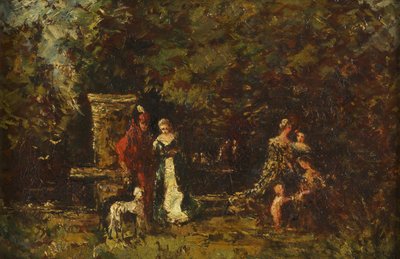 Elegante Figuren in einer Waldlichtung, ca. 1860-80 von Adolphe Joseph Thomas Monticelli