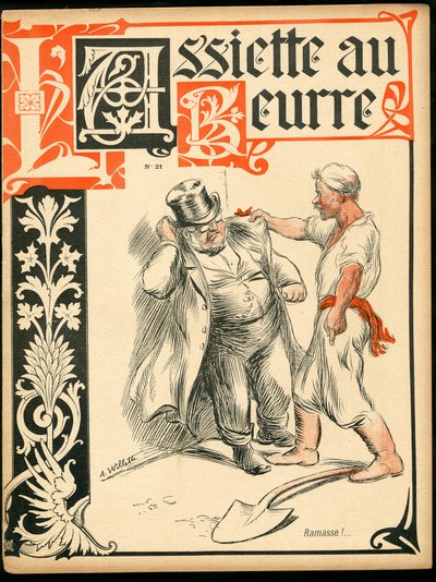 Titelblatt von „Der Butterteller“, Nummer 21, Satirisch in Farben von Adolphe Leon Willette