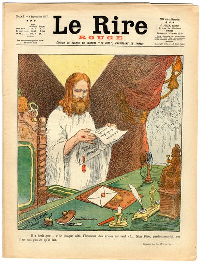 Cover von „The Red Laughter“, Satirisch in Farben von Adolphe Leon Willette