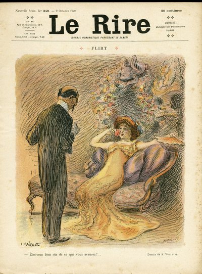 Illustration von Adolphe dit Willette (1857-1926) für das Cover von Le Rire, 09/10/09 - Flirt - Liebe, Mode, Innenarchitektur von Adolphe Leon Willette