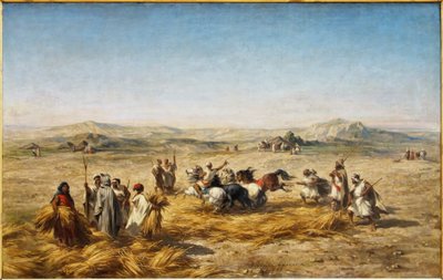 Dreschen des Weizens in Algerien von Adolphe Pierre Leleux