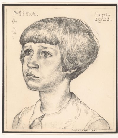 Fotoreproduktion eines Porträts von Mida durch Han van der Kop von Adriaan Bijl (attributed to)