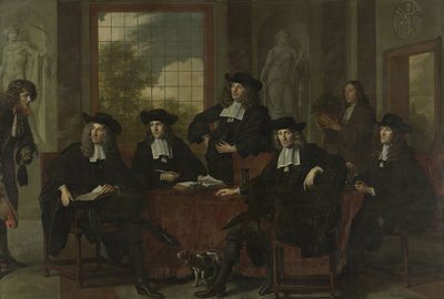Die Aufseher des Collegium Medicum in Amsterdam, 1683 von Adriaen Backer