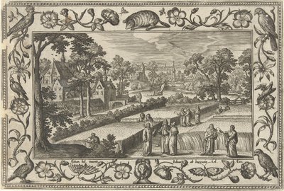 Ährenlesen am Sabbat (Landschappen met Bijbelse, mythologische scènes en jachttaferelen) von Adriaen Collaert