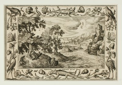 Sankt Johannes auf Patmos, aus Landschaften mit alten und neuen Testament-Szenen und Jagdszenen von Adriaen Collaert