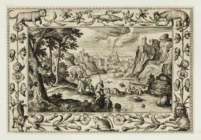 Die Taufe Christi, aus Landschaften mit Szenen aus dem Alten und Neuen Testament und Jagdszenen von Adriaen Collaert