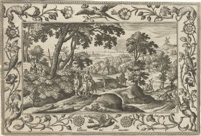 Flucht nach Ägypten (Landschaften mit biblischen, mythologischen Szenen und Jagdszenen) von Adriaen Collaert