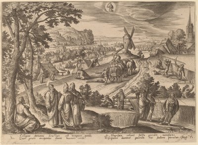 Das Pflücken von Ähren am Sabbat von Adriaen Collaert after Hans Bol