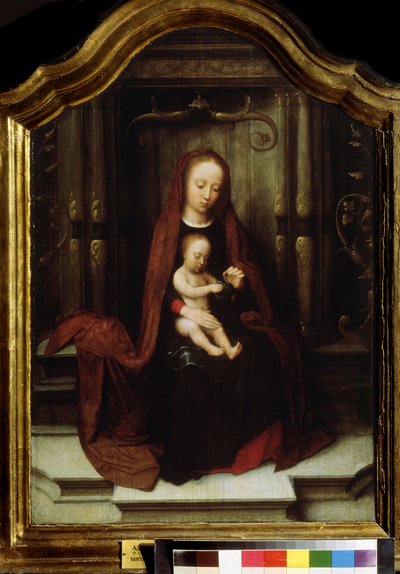Jungfrau mit Kind auf dem Thron von Adriaen Isenbrandt or Isenbrant